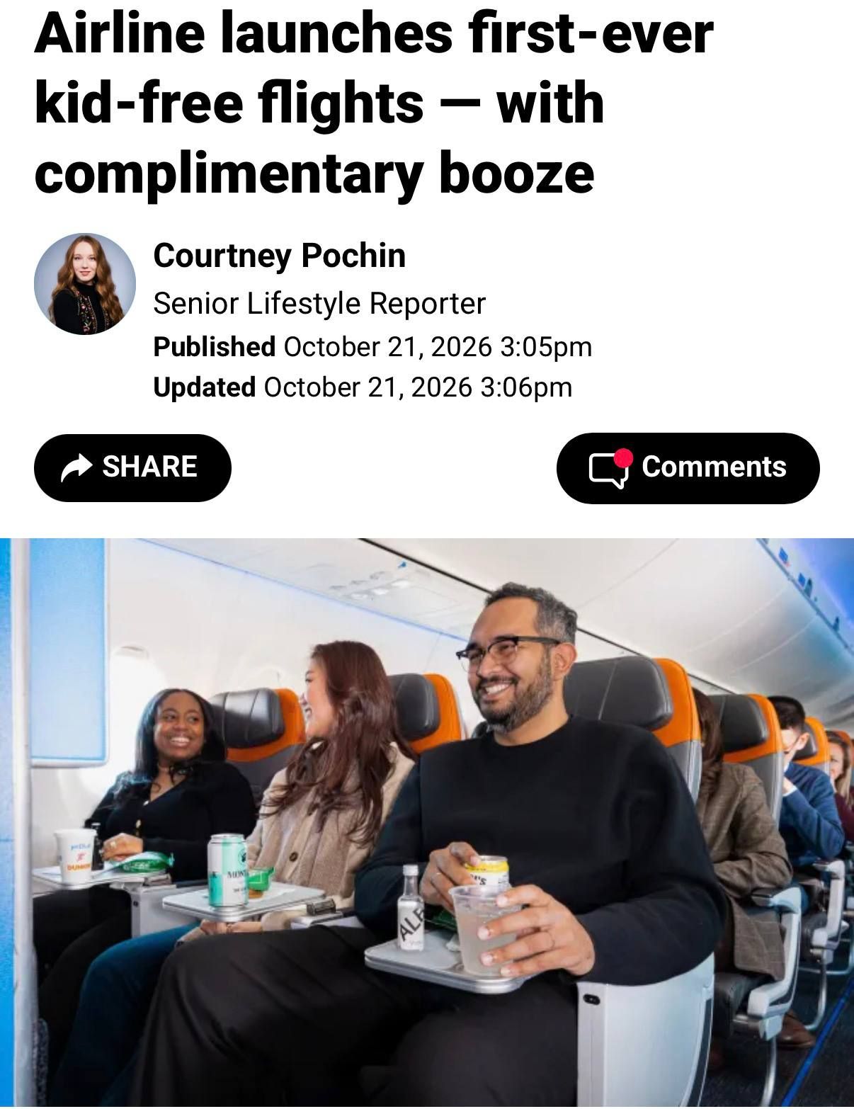 JetBlue запустила взрослые рейсы с алкоголем и круизом