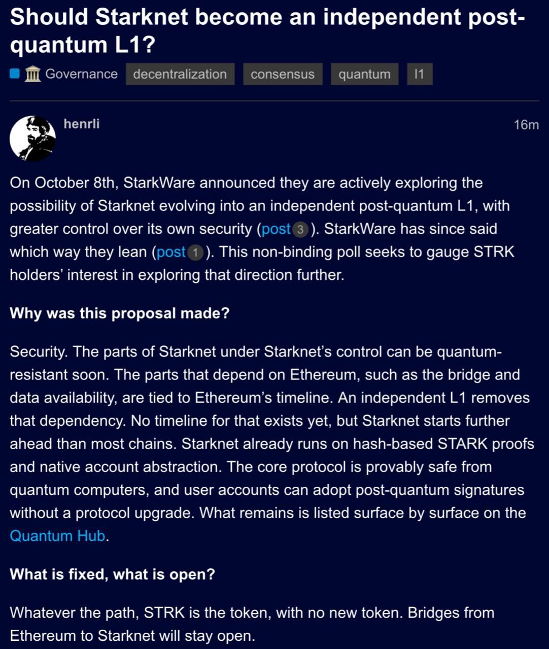 Starknet голосует за изучение перехода на собственный L1-блокчейн