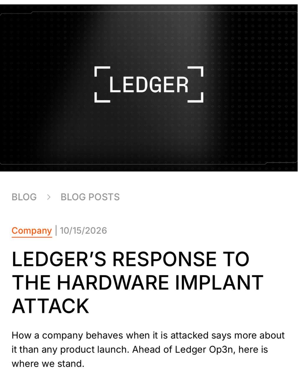 Ledger объяснила позицию после атаки на аппаратные кошельки