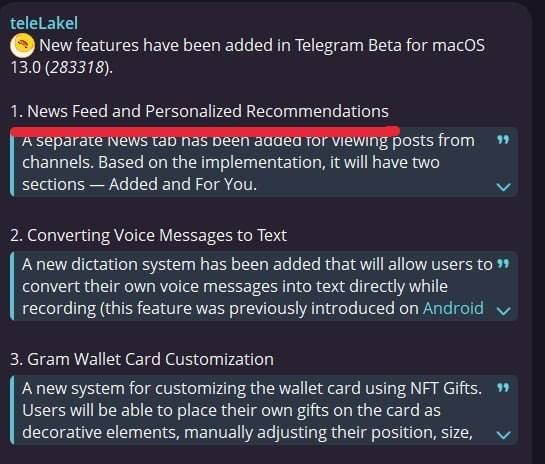 Telegram запускает ленту рекомендаций в версии для macOS