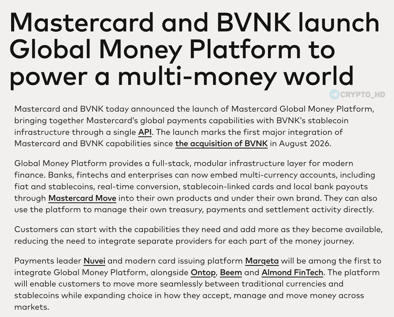 Mastercard запустила глобальную платформу для оплаты стейблкоинами