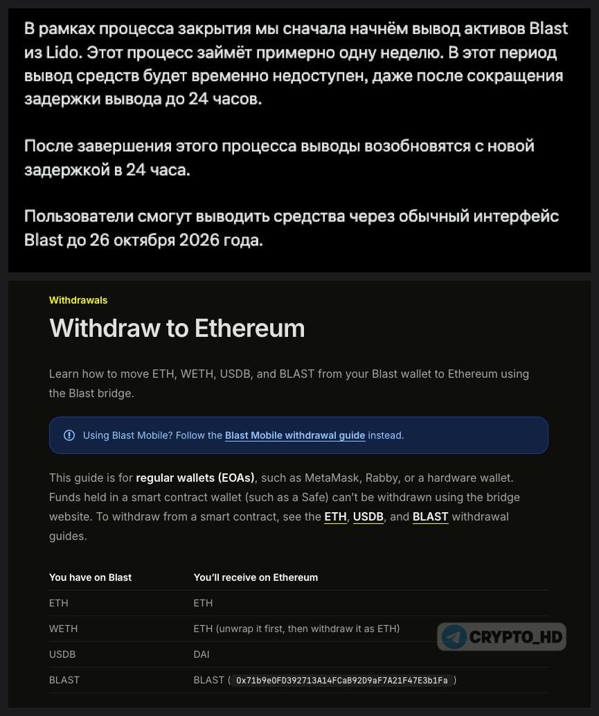 Blast closes standard token withdrawal interface