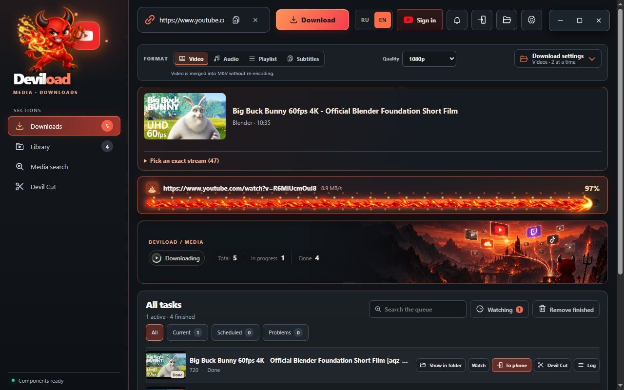 Deviload: бесплатный загрузчик видео и музыки с видеоредактором