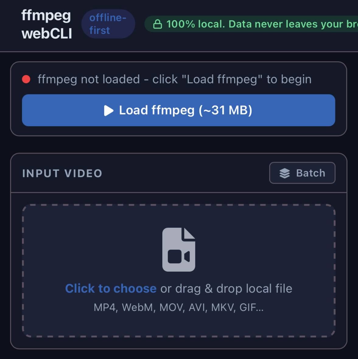 Редактирование видео в браузере через ffmpeg webCLI