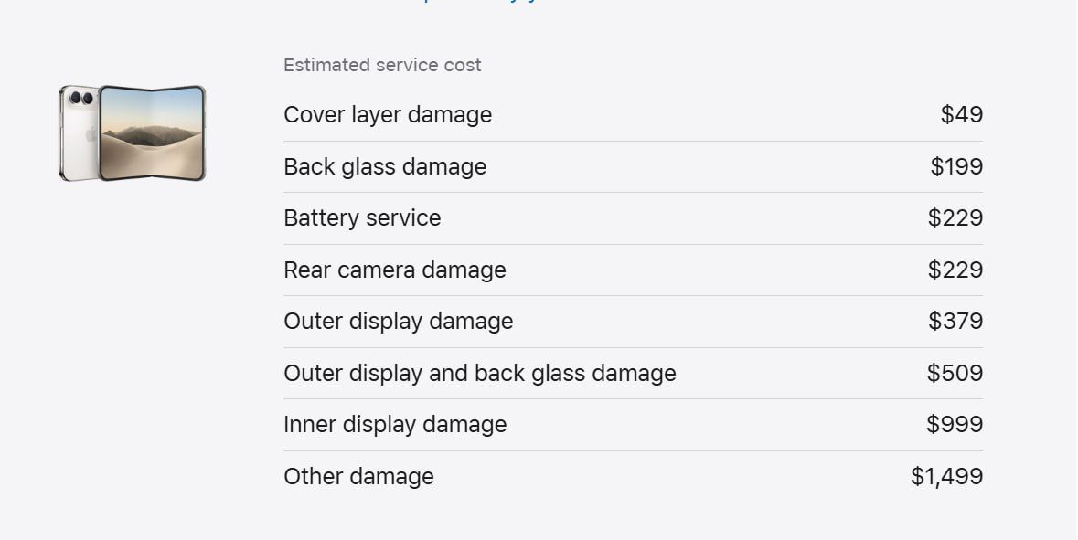 Apple Announces Repair Prices for Foldable iPhone Duo
