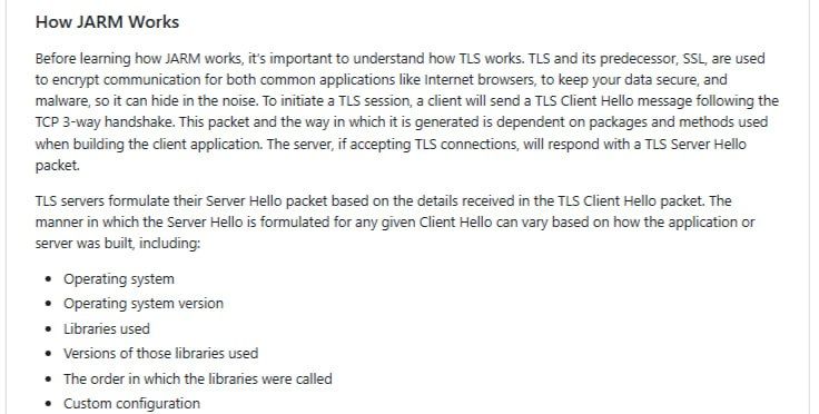 JARM Tool for TLS Configuration Analysis