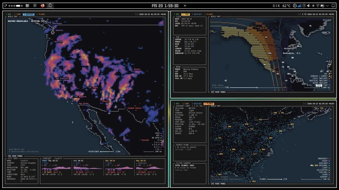Terrascope: Interactive World Map for Terminal in Python