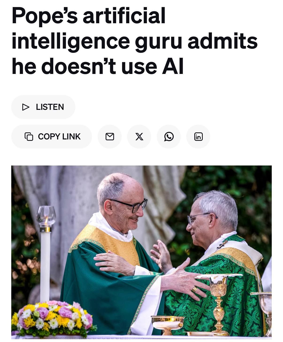 Vatican's Top AI Official Admits to Never Using Technology