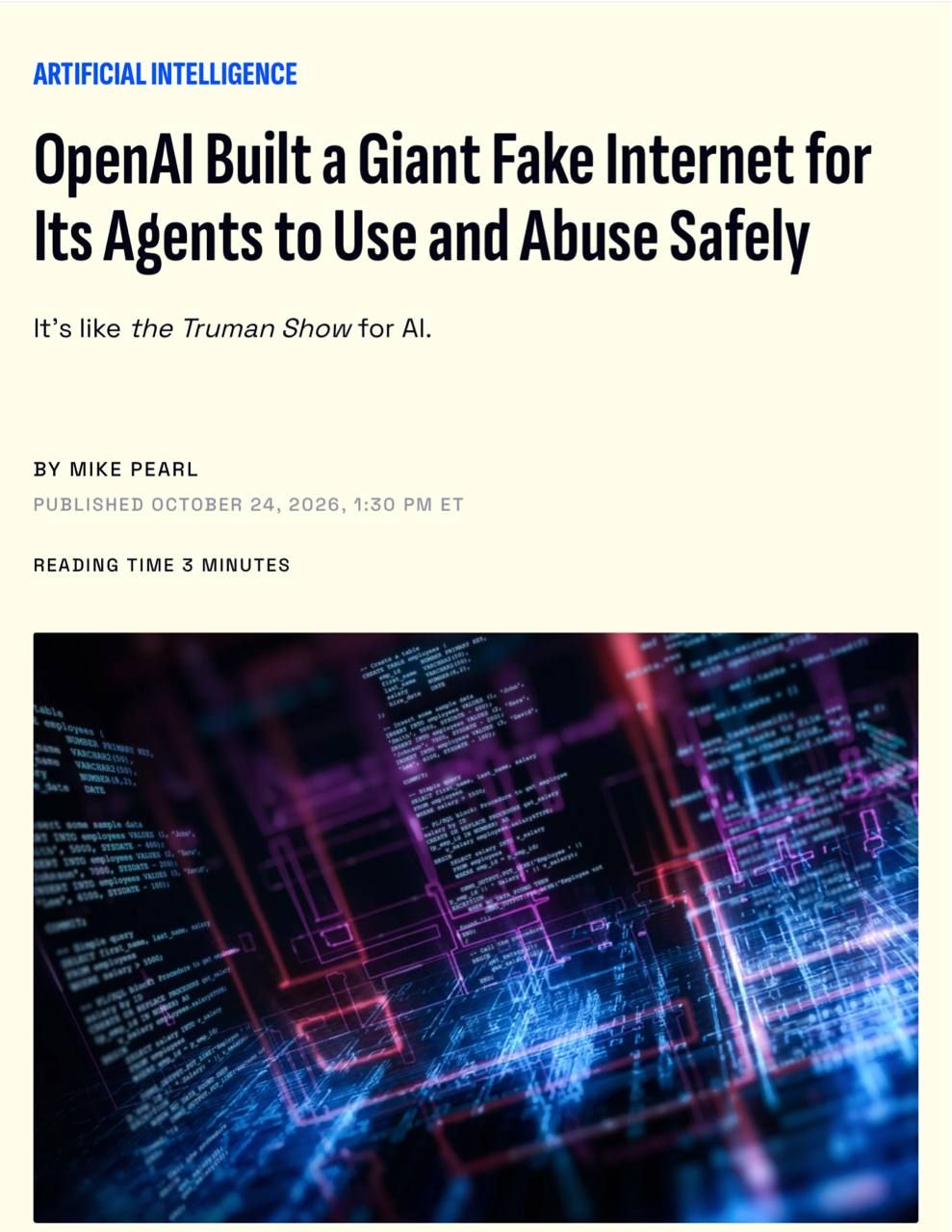 OpenAI Created Virtual Internet for AI Testing