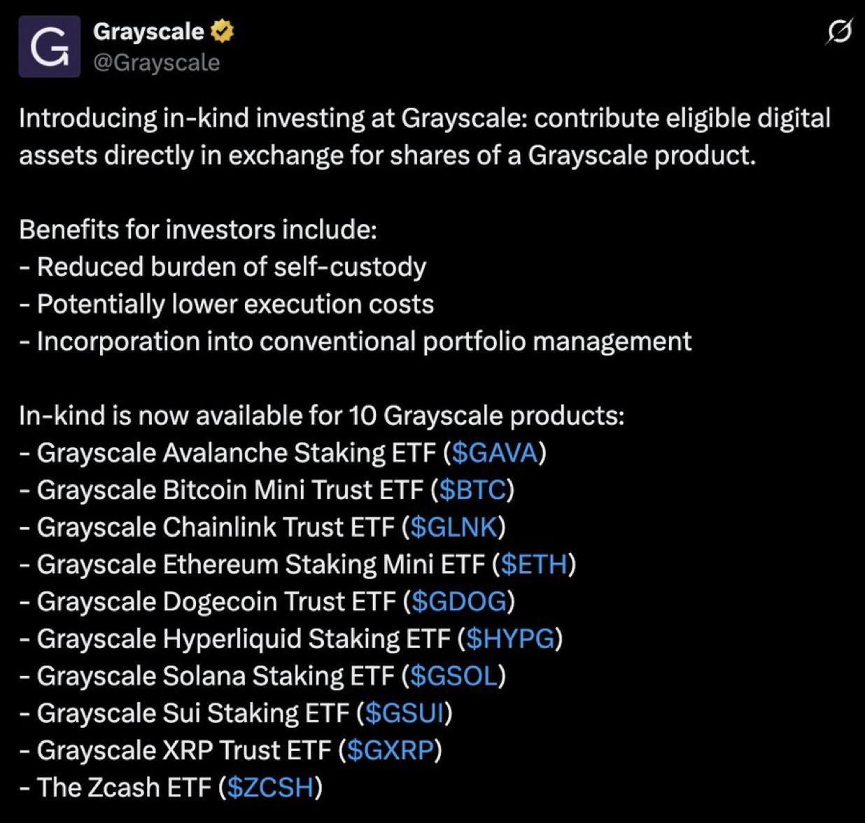 Grayscale запустил обмен криптовалют на акции своих продуктов