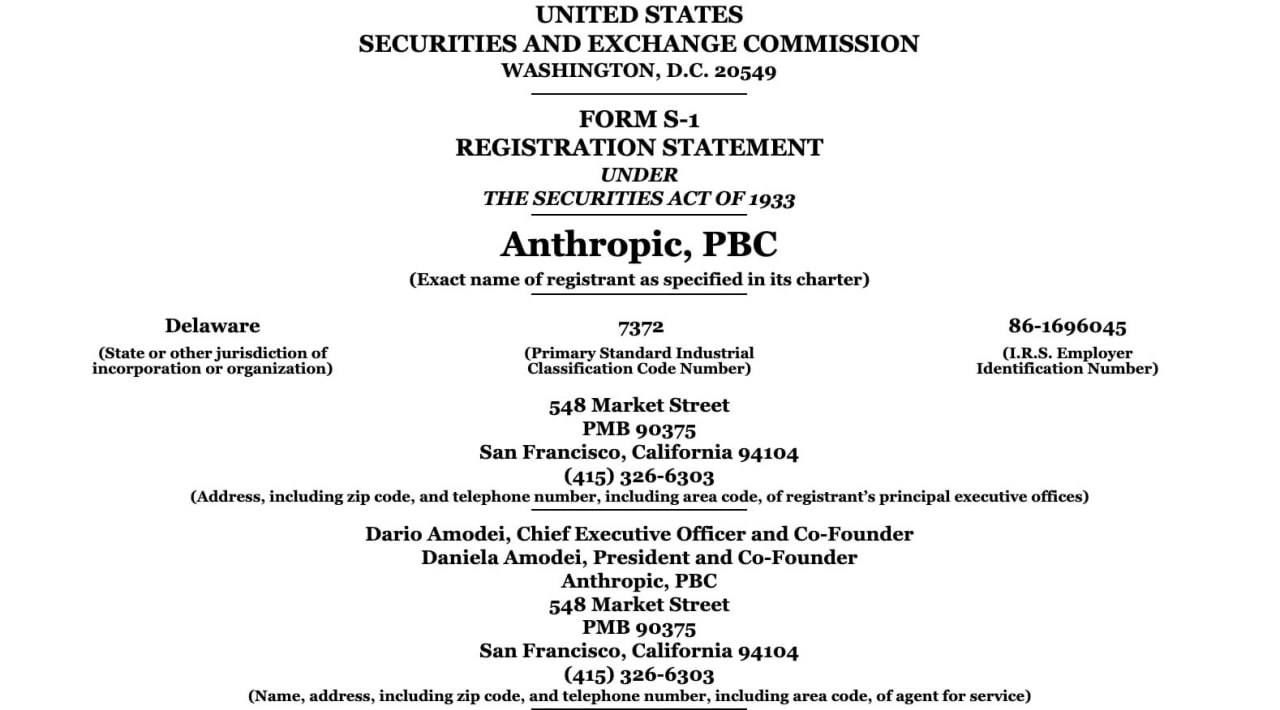 Anthropic files for IPO on Nasdaq