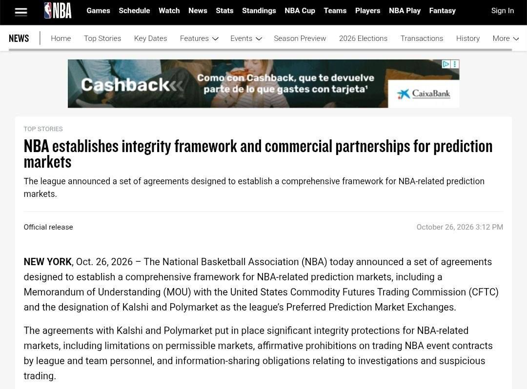 NBA Partners with Kalshi and Polymarket