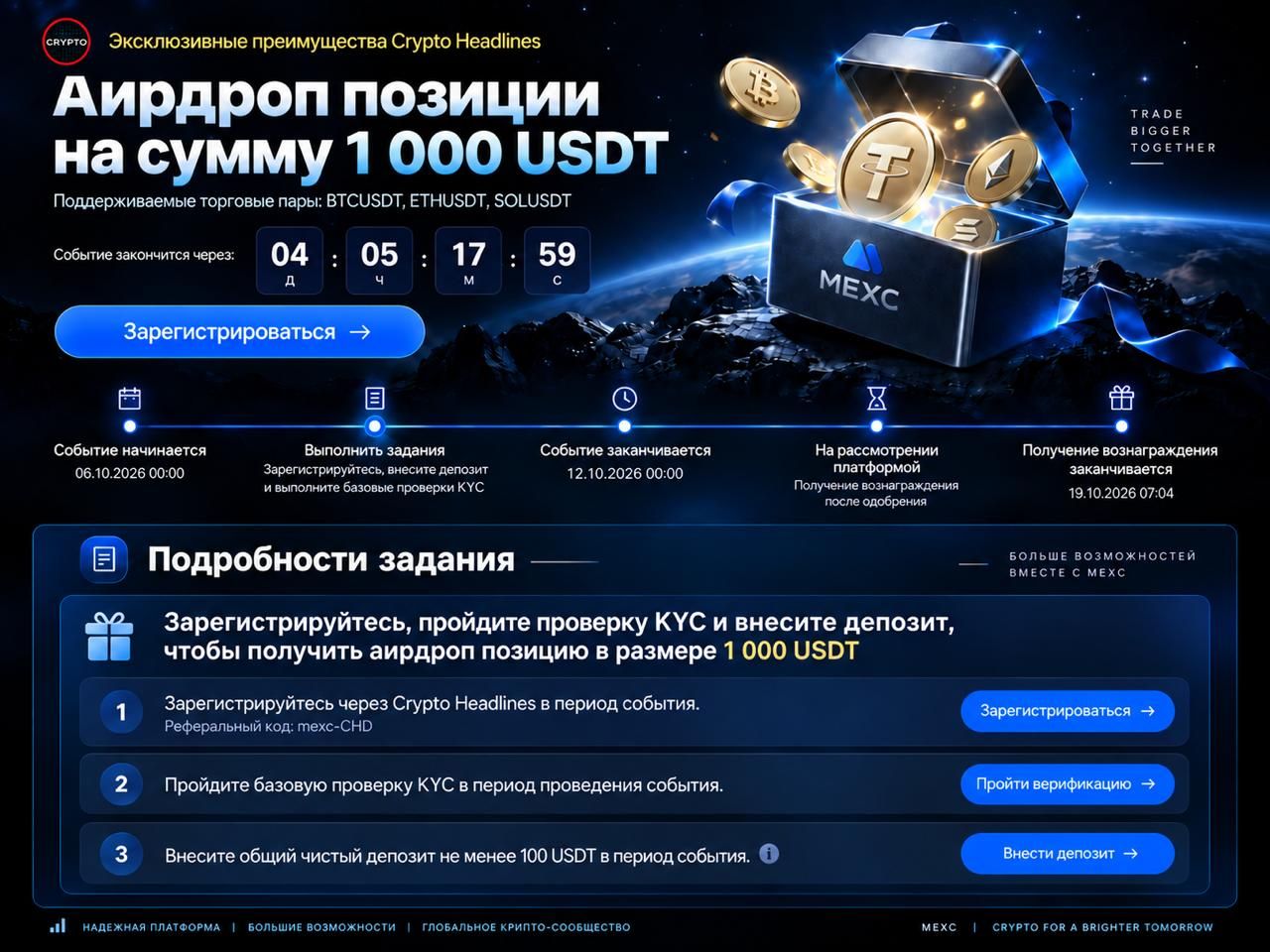 Мелкие условия получения эксклюзивных подарков от биржи MEXC