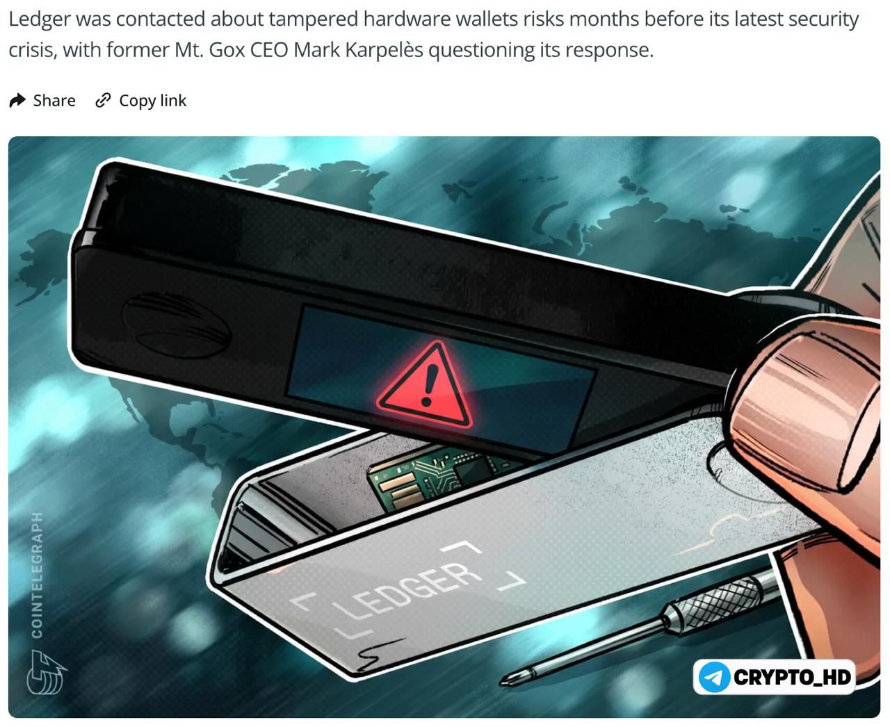 Ledger знала о взломе кошельков заранее