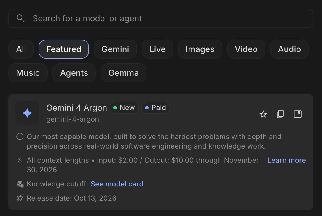 Google Unveils Gemini 4 Argon with 1 Million Token Limit