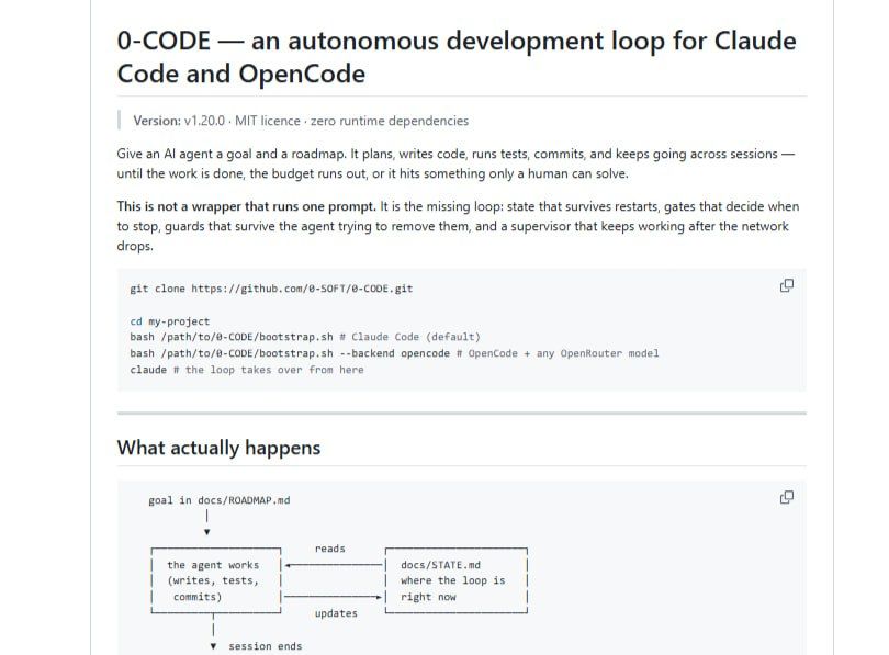 0-CODE: Autonomous Development Cycle for Claude Code