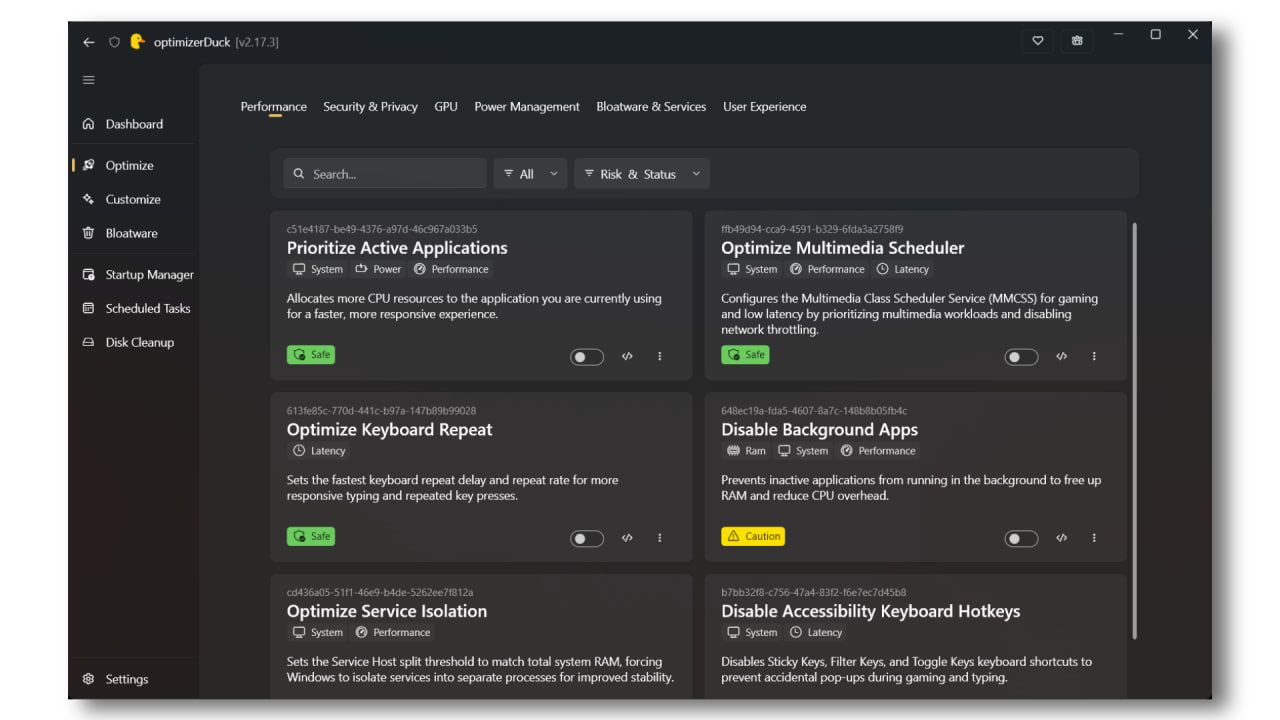 OptimizerDuck: Free Open-Source Windows Optimizer