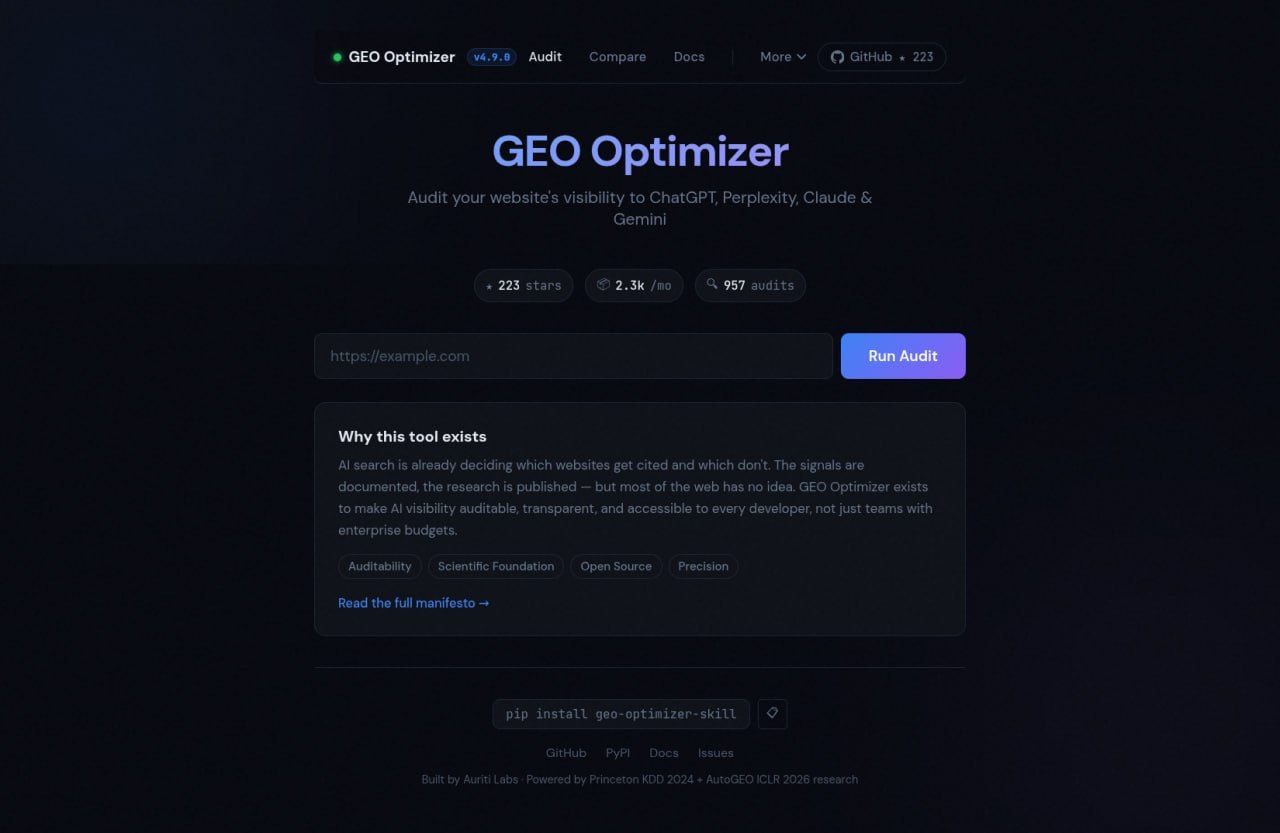 Geo-optimizer-skill for AI SEO Optimization