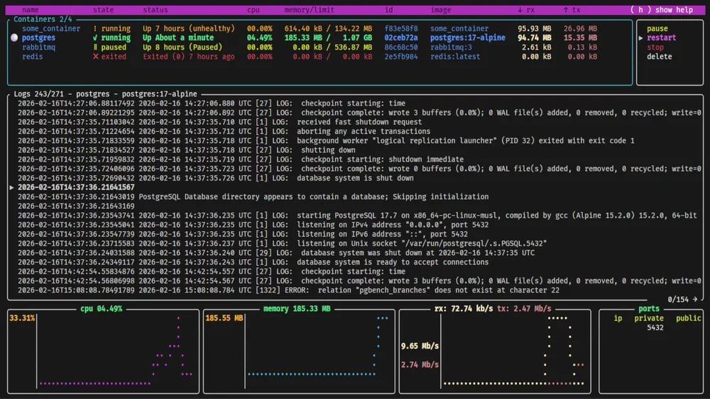 Oxker — a simple TUI tool for viewing and managing