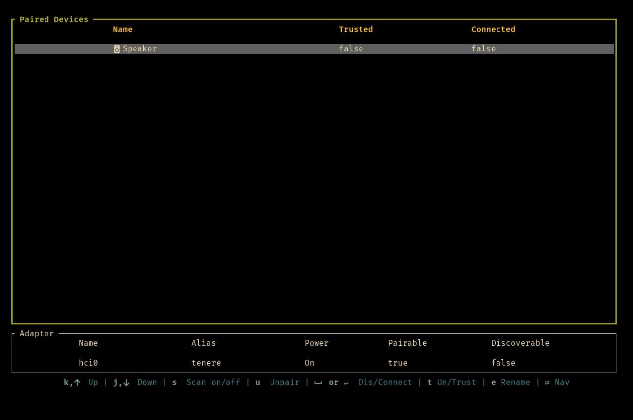 BlueTUI — TUI для управления Bluetooth в Linux