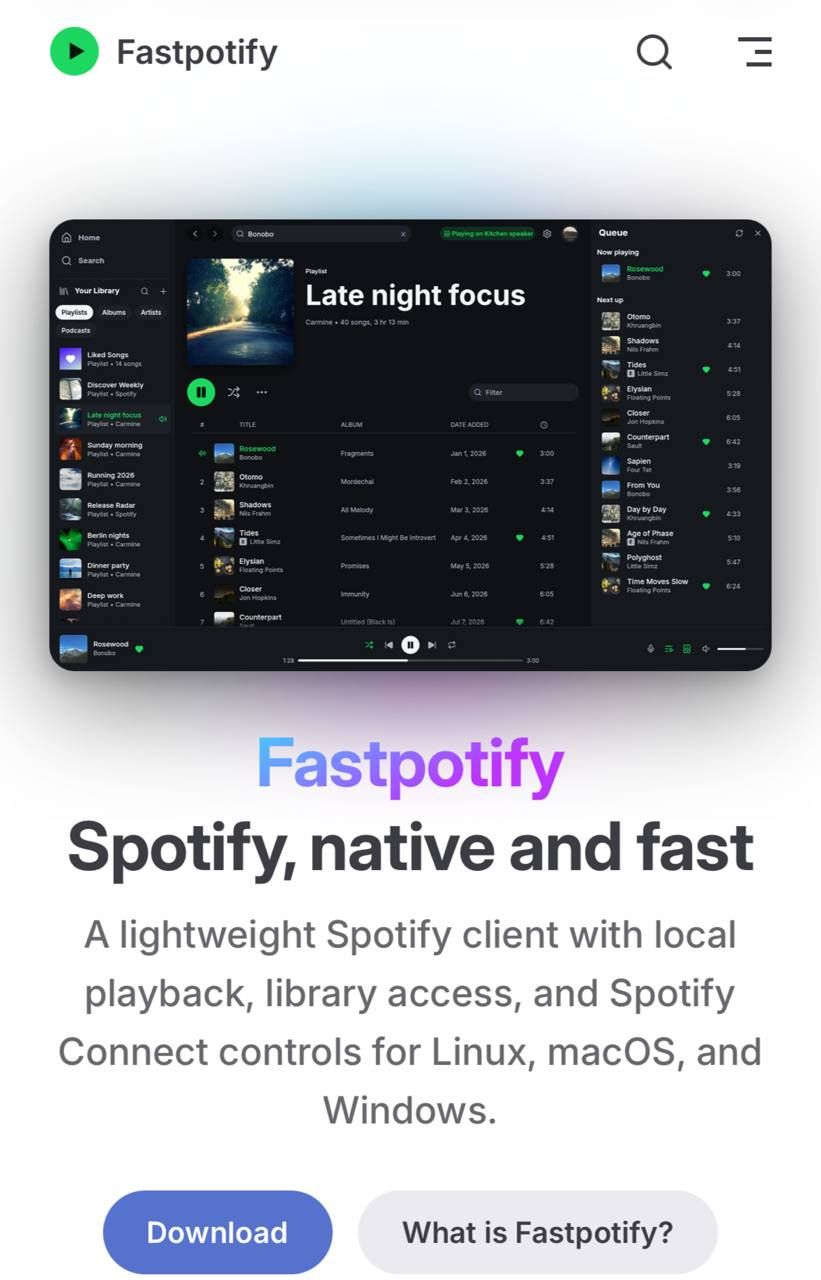 Fastpotify — Lightweight Spotify Client for All Platforms