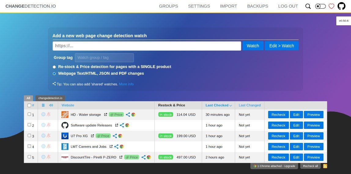 Changedetection.io: бесплатный мониторинг изменений на сайтах