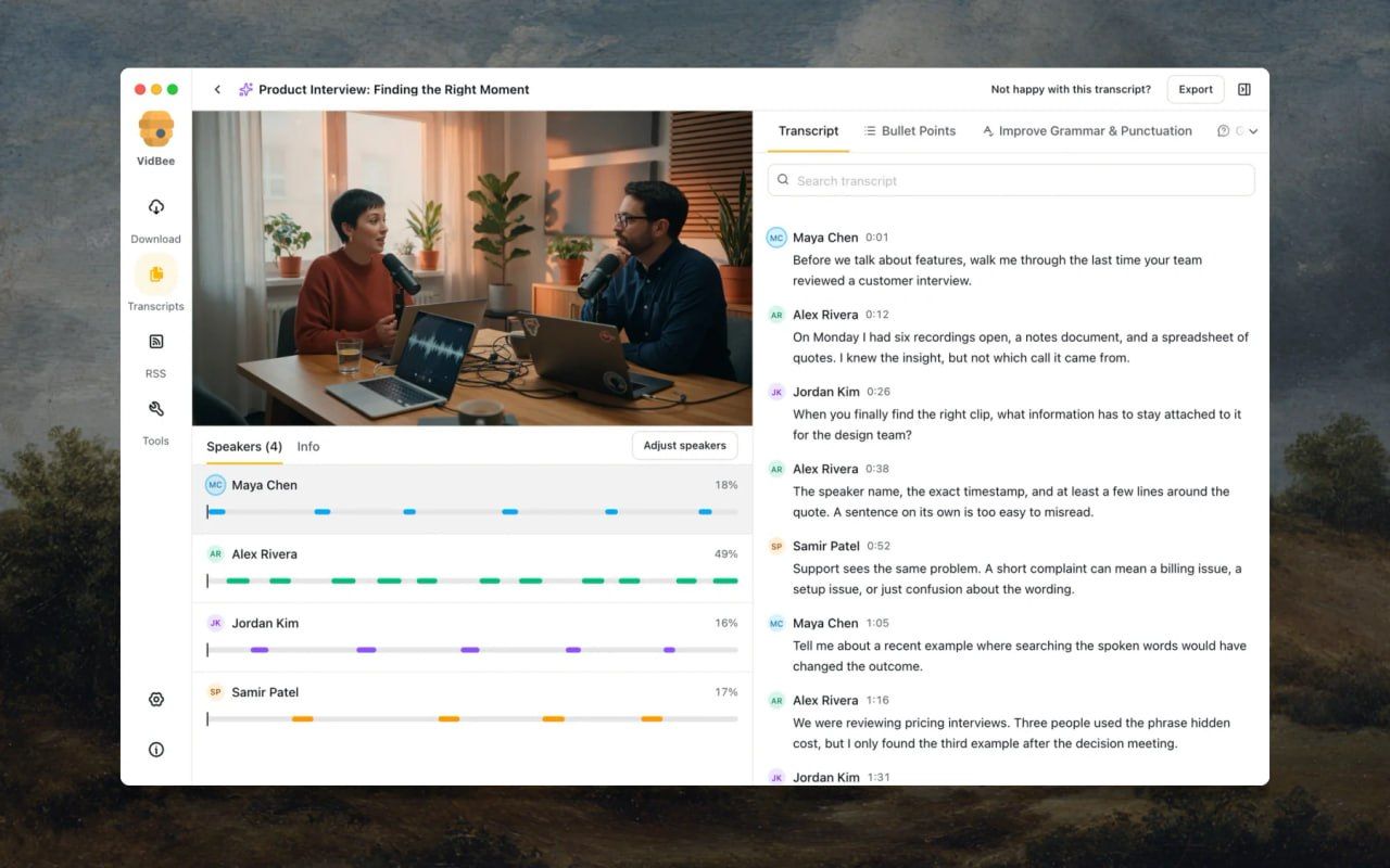 VidBee: Video Download and AI Transcription