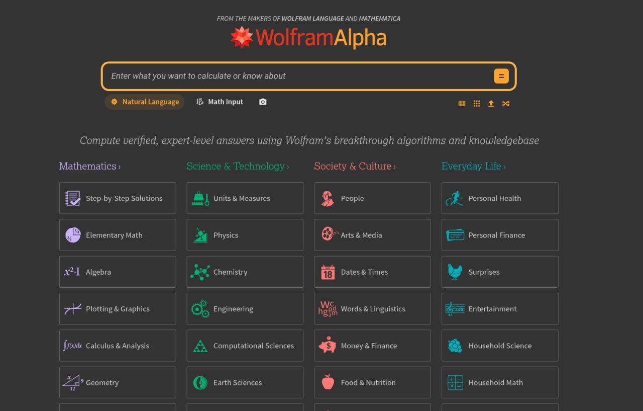 WolframAlpha: Calculation and Data Analysis Service