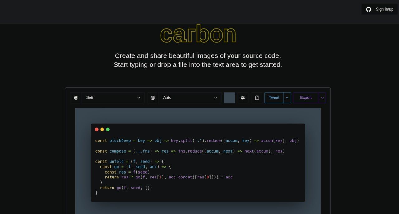 Carbon Service for Creating Source Code Images