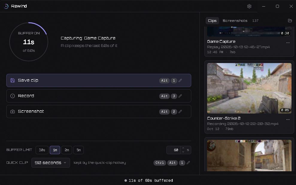 Rewind: Lightweight Tool for Game Recording with Instant Replay