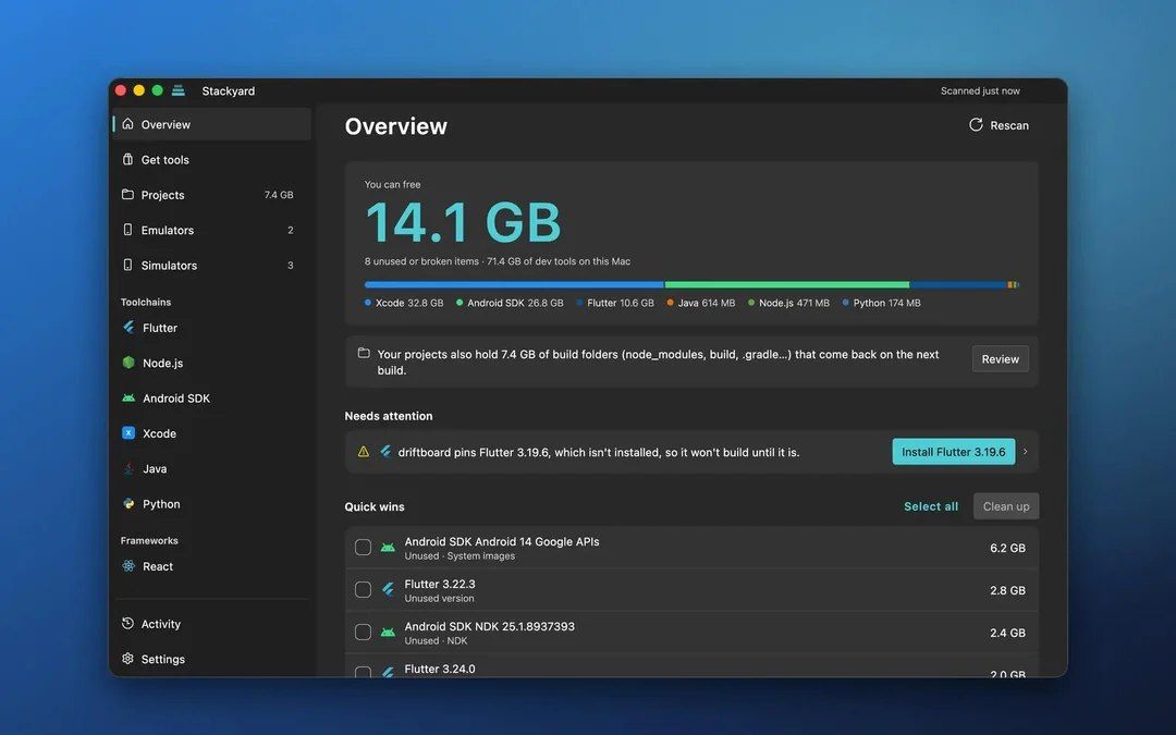 Stackyard: Free SDK Manager for Windows and macOS