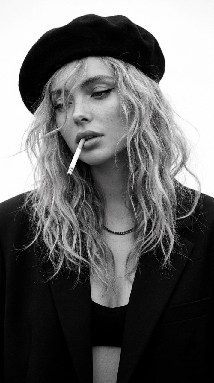 Black and White Fashion Portrait AI Prompt — 2