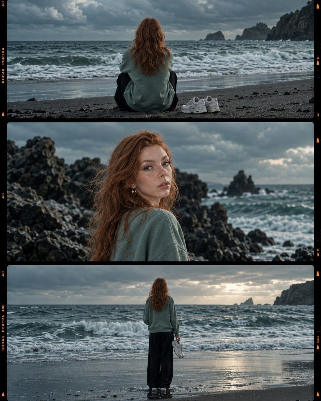 Cinematic Three-Frame Film Strip Collage Prompt