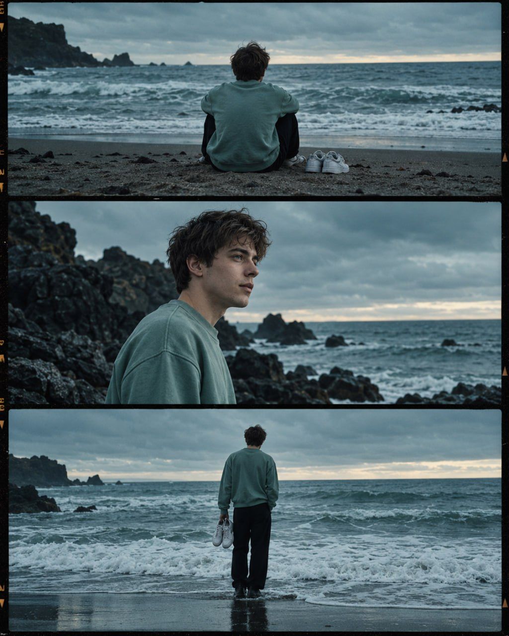 Cinematic Three-Frame Film Strip Collage Prompt — 2