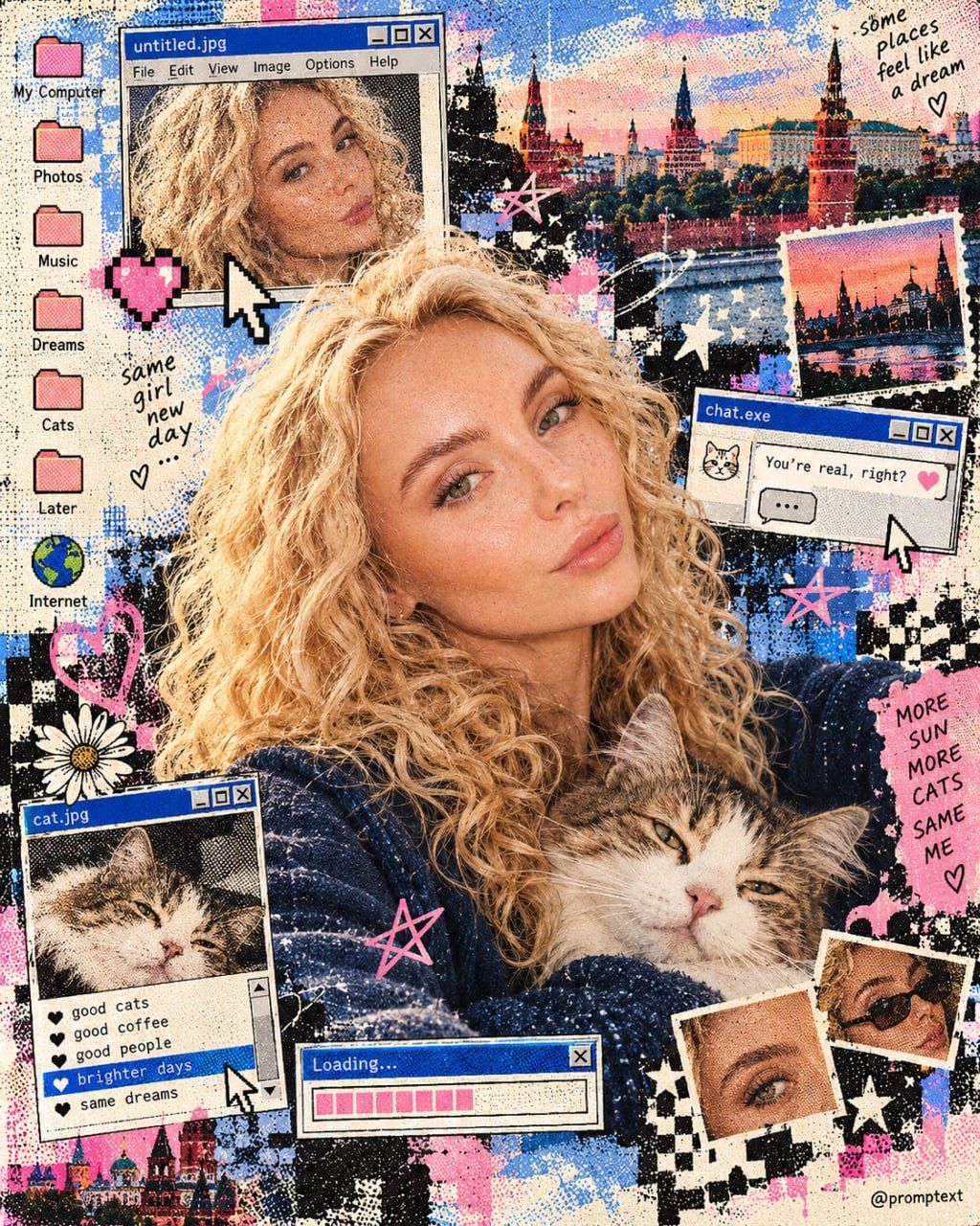 Retro Early Internet Collage AI Prompt — 2