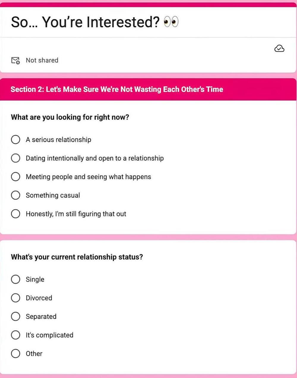 Searching for a Husband Through a Google Form — 2
