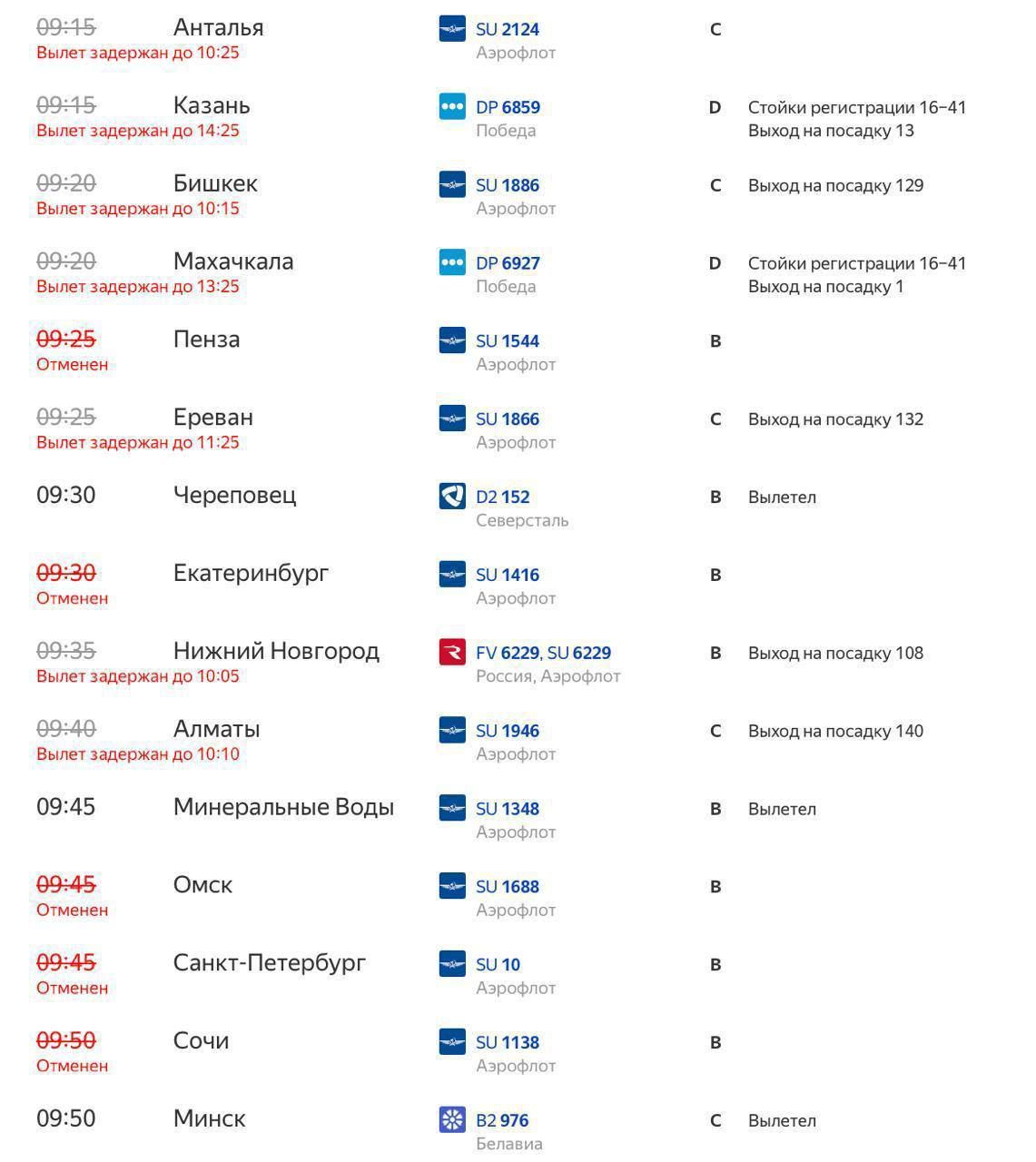 Cancellation and Delay of 200 Flights in Moscow